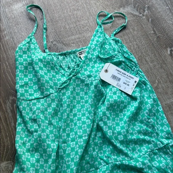 Green Floral Spaghetti Strap Dress - Picture 3 of 4